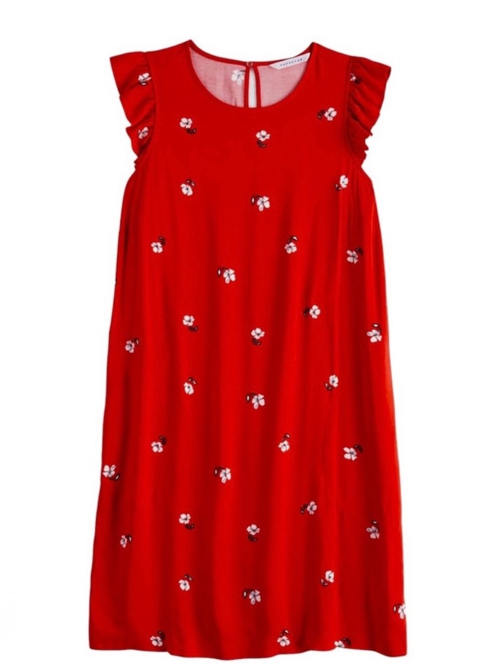 POPSUGAR NWT Red Floral Butterfly Ruffle Sleeve Dress Size Extra Small